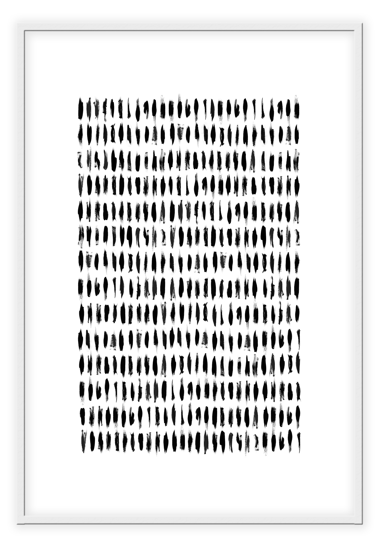 Scandi minimal style print with small uneven black lines all over a white background